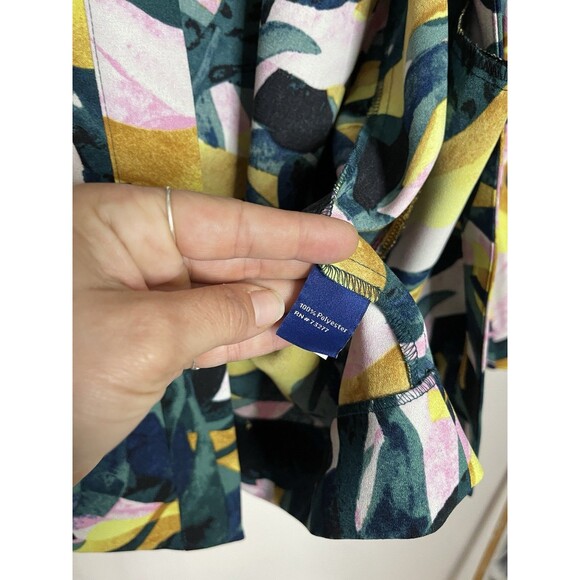 Apt 9 Tropical Green Yellow & Pink Open Front Cardigan Blazer Career Womens XL - Picture 6 of 7